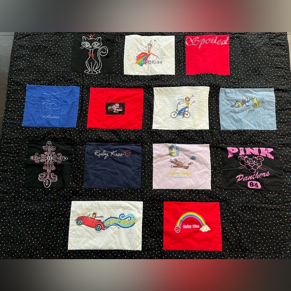 Custommade Quilt to preserve T-shirt logos collected globally - 48”x60” - Picture 2 of 9